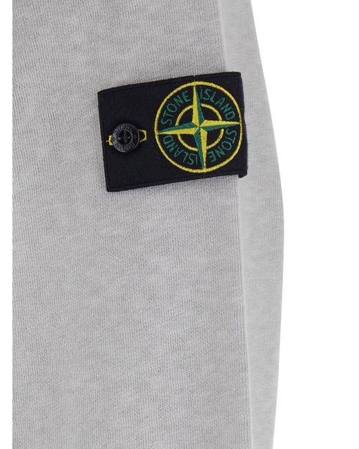 Stone Island Gray Crewneck Sweatshirt With Logo Patch On Sleeve for men