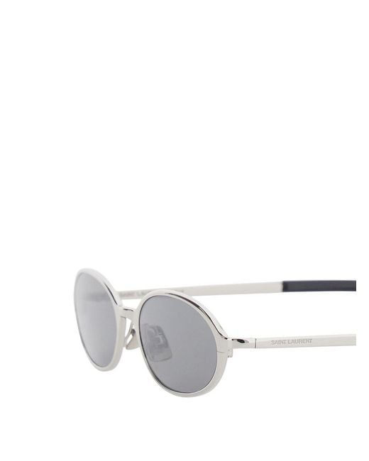 Saint Laurent White Ysl Sl 935 Sng Round Metal