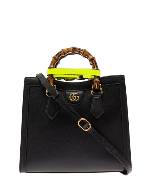 Gucci Black Diana Wonka Grain Doll Leather Handbag
