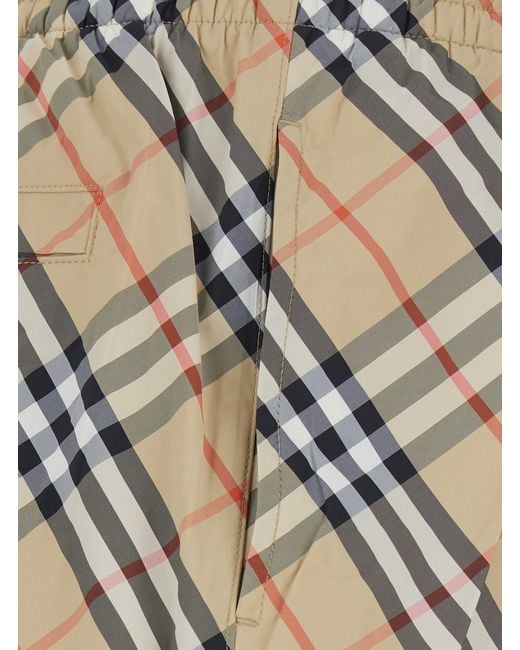Burberry White Swim Shorts With Check Motif for men