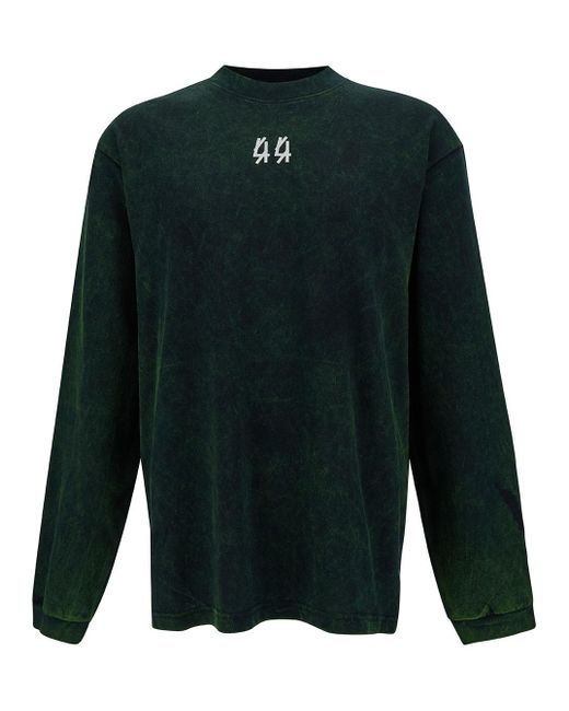 44 Label Group Green 'Solar' Long Sleeve T-Shirt With Contrasting Logo for men