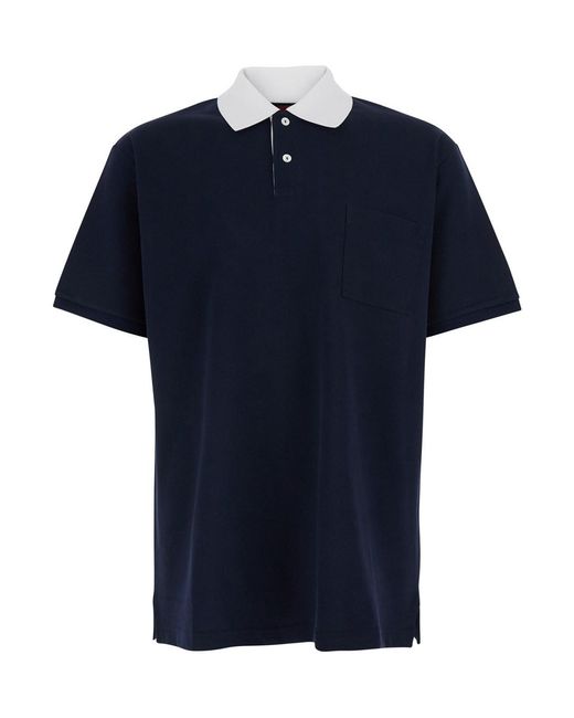 Gucci Blue T-Shirt 'Piquet + Web' With Round Neck And Short Sleeves For for men