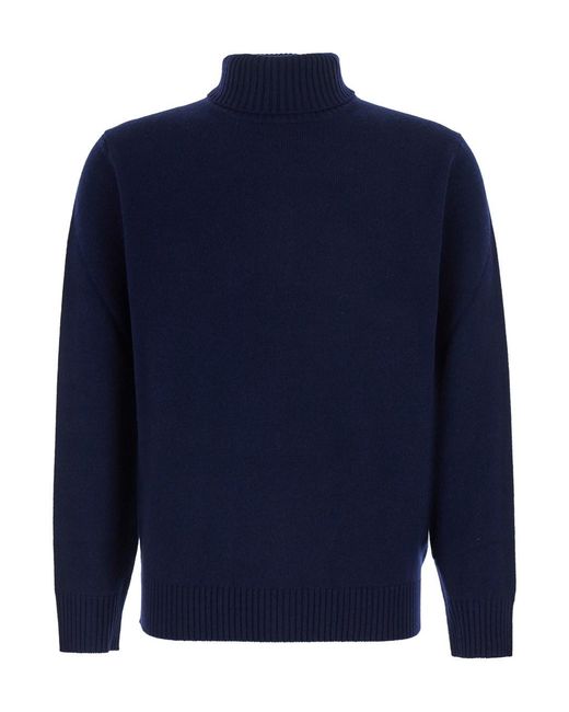 Kangra Blue Turtleneck Ml F.7Gg With Long Sleeves And Wool And Cashmere Fab for men
