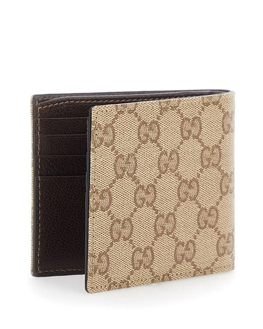 Gucci Natural Bi-Fold Wallet With Logo Lettering On The Inside for men