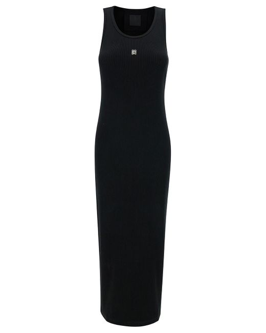 Givenchy Black Long Ribbed Dress With 4G Embroidery