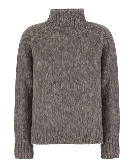Antonelli Gray Reversible Anatolia Sweater With Round Neck And Long Sleeves