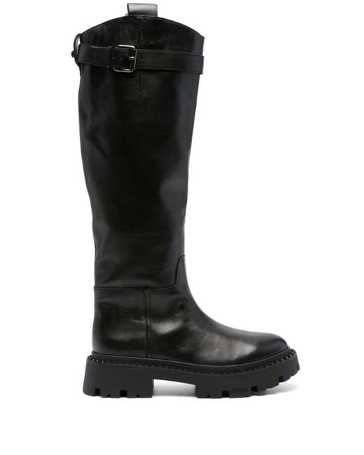 Ash Black Knee-high Leather Boots