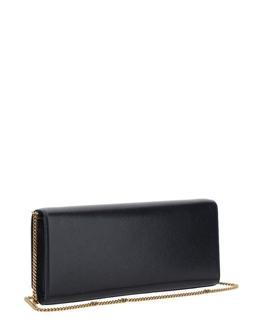 Saint Laurent Black 'Kate' Crossbody Bag With Chain-Link Shoulder Strap And Cassandre Plaque On The Front