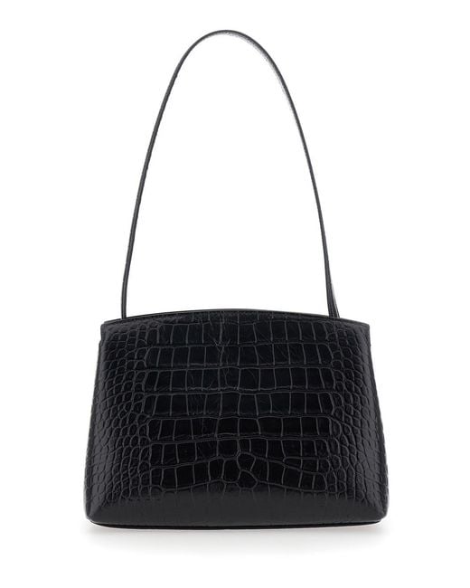 Liffner Black Clutch Bag 'Croc Embossed' With Elegant Design