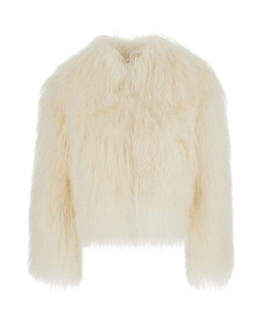 Plain White 'Tibet' Short Fur Jacket