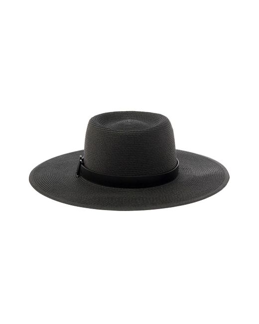 Max Mara Black Fedora Hat With M Logo Detail