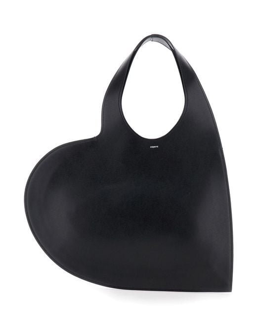 Coperni Black 'Double Heart' Shoulder Bag With Cut-Out Handle And Hear