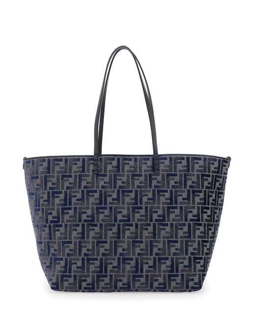 Fendi Blue 'Roll Large' Reversible Tote Bag