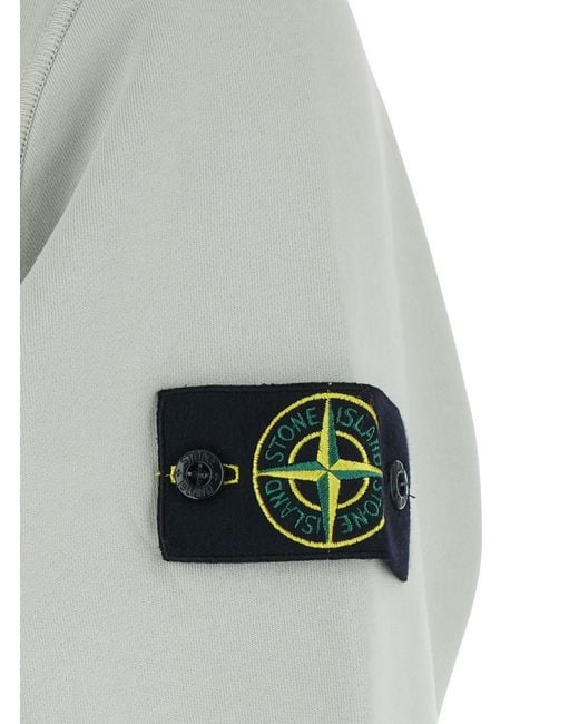 Stone Island Gray Hoodie With Drawstring Hood And Logo Patch On The Sleeve for men