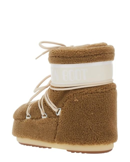 Moon Boot Brown Shearling Fleece Icon Ankle Boots