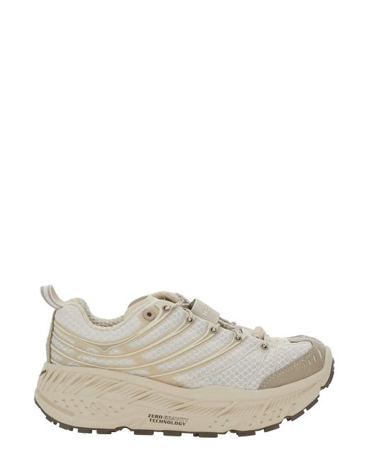 Hoka One One White 'Stinson Evo Og' Sneakers With Drawstring Closure And Logo Patch On The Tongue