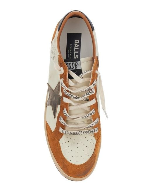 Golden Goose Deluxe Brand Brown 'Ballstar' Low Top Sneakers With Star Patch On The for men