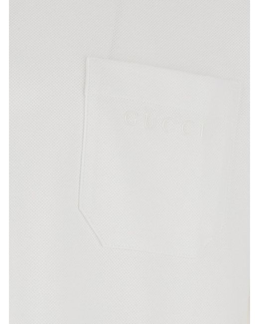 Gucci White Polo Shirt Cotton With Web Detail for men