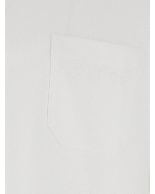 Gucci White Polo Shirt Cotton With Web Detail for men