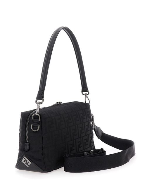 Borsa A Spalla 'Lui Medium' Con Motivo Ff All-Over di Fendi in Black da Uomo