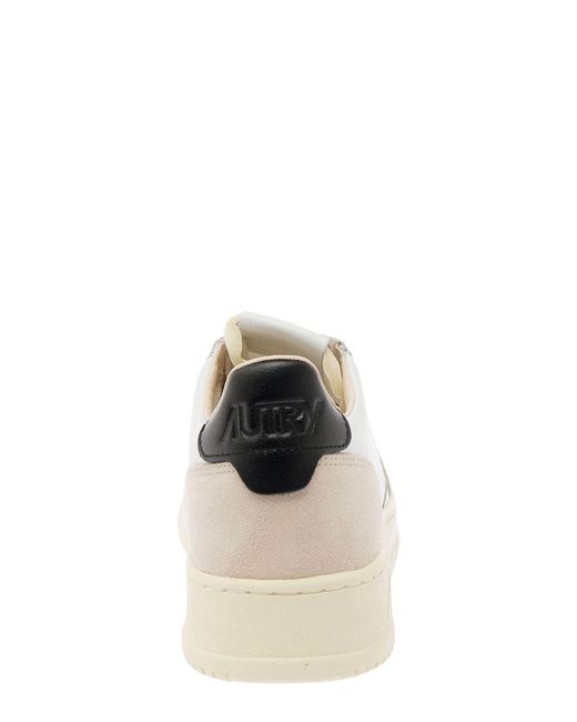 Autry White 'Medalist' Low Top Sneakers With Suede Details for men