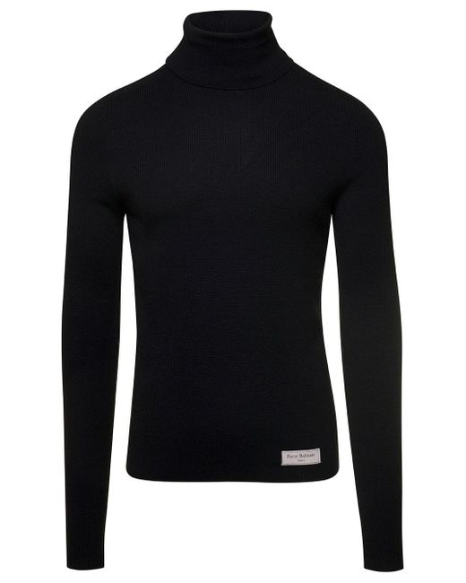 Balmain Black Pb Wool Turtleneck Sweater for men