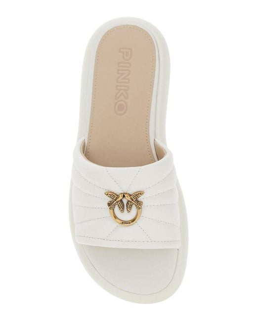 Pinko White Slippers Fiona Chunky Leather