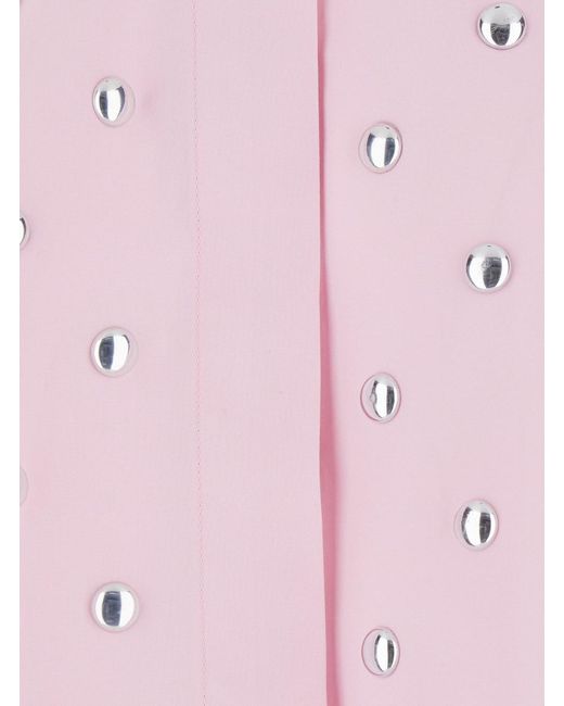MSGM Pink Shirt Studded Cotton