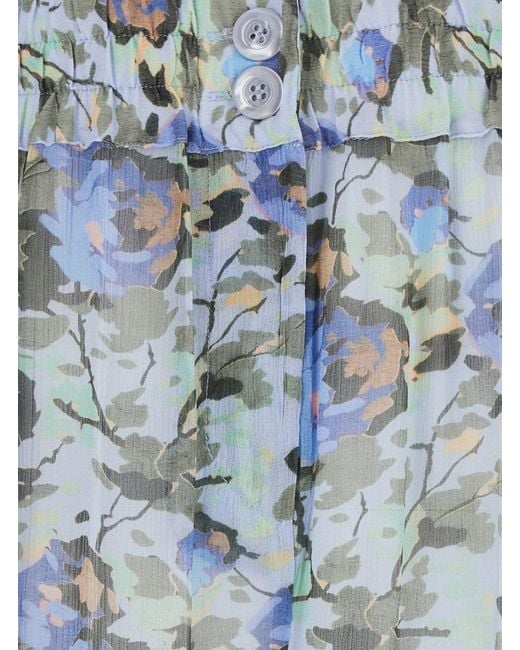 Semicouture Blue Dress 'Printed Pants' With Floral Print