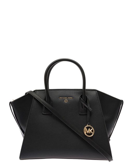 MICHAEL Michael Kors Black 'avril' Handbag With Detachable Shoulder Strap In Leather Woman