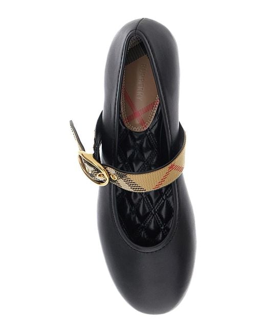 Burberry White 'Robin' Ballet Shoes With Strap With Check Motif And Buckle