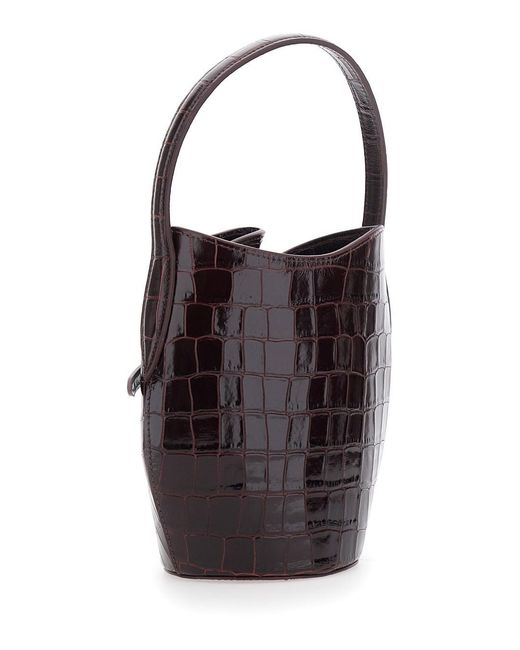 Liffner Black Leather Bucket Bag With Belt For