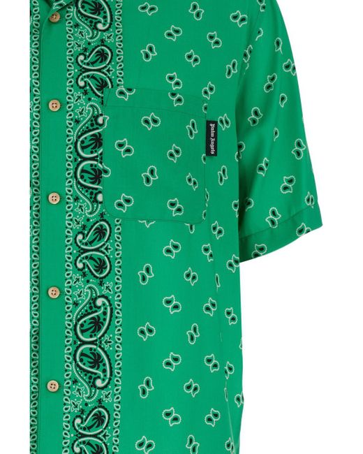 Camicia Bowling Con Stampa Paisley di Palm Angels in Green da Uomo