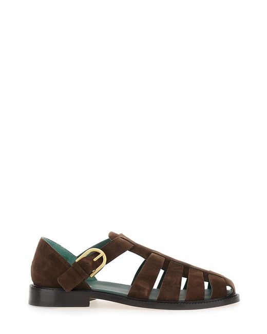 VINNY'S Brown 'Cage Design' Sandals With Suede Closure For for men