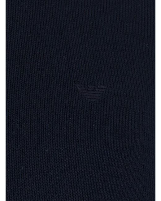 Emporio Armani Blue Sweater With Half Zip Closure On The Front And Log for men