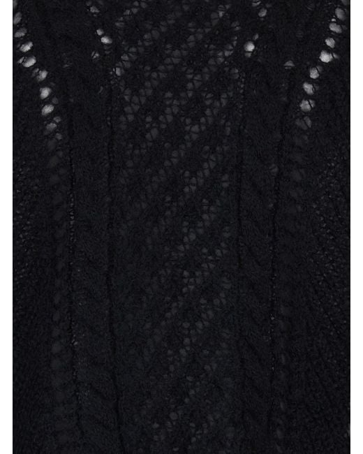 Twinset Black Crewneck Sweater With Logo Plaque On The Rear And Perfor
