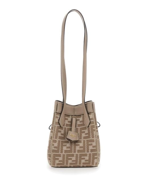 Borsa A Tracolla 'Mini Origami' Con Logo Ff All-Over di Fendi in Natural