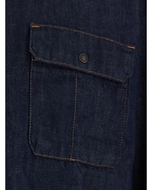 Calvin Klein Blue Rinze Denim Shirt With Collar And Long Sleeves for men