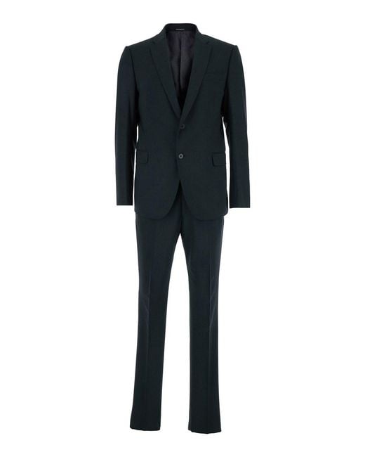 Emporio Armani Black Single-Breasted Suit With Notched Revers for men
