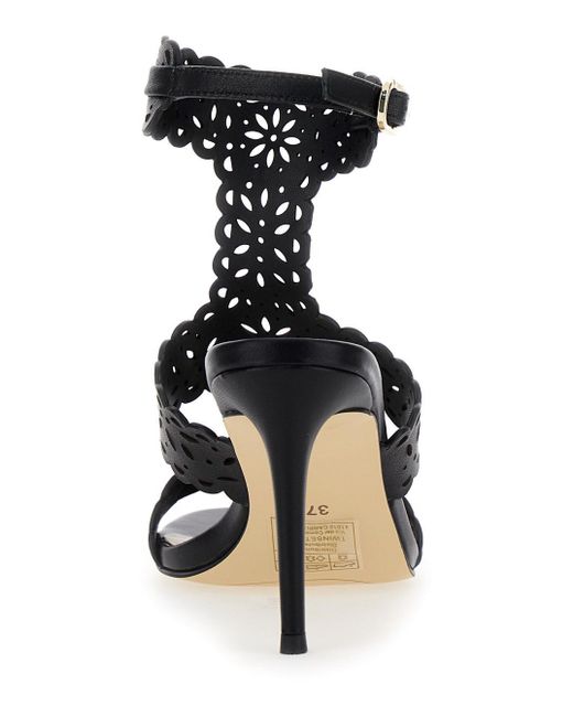 Twin Set Black High Sandals With Lace-Motif