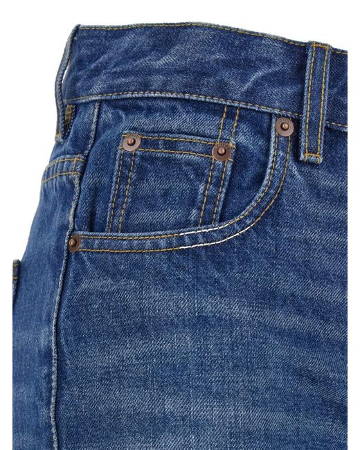 Chloé Blue Chloã High Waisted Jeans With Wide Leg And Logo Patch On The Rear