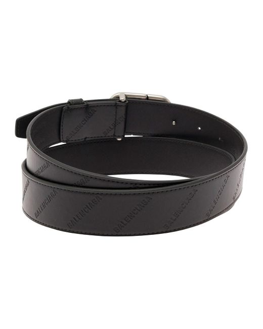 Balenciaga Black Belt With Bb Buckle And All-Over Motif for men
