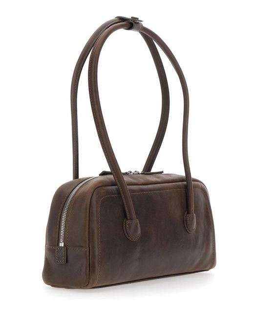 MARGE SHERWOOD Brown 'Soft Boston Ew' Shoulder Bag With Two Top Handles