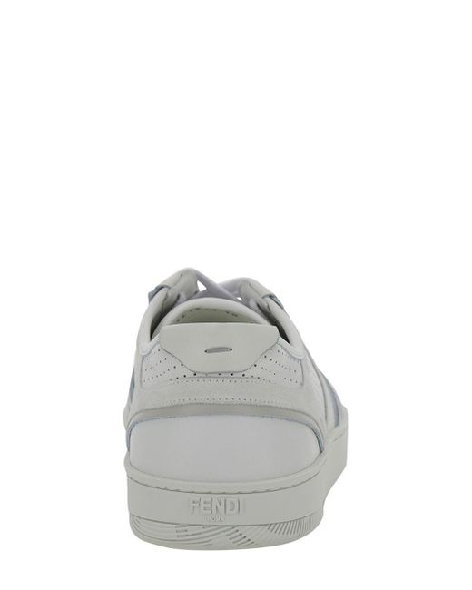 Fendi White Low Top Sneakers With Ff Detail And Perforated Design for men