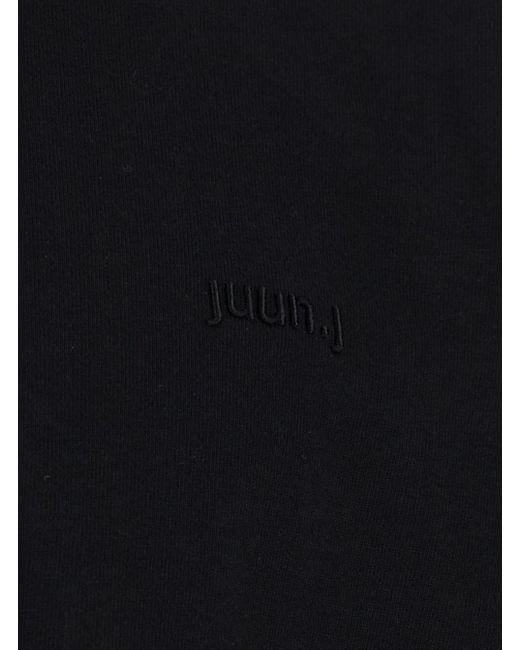Juun.J Black T-Shirt With Tone-On-Tone Logo Embroidered On The Front I for men