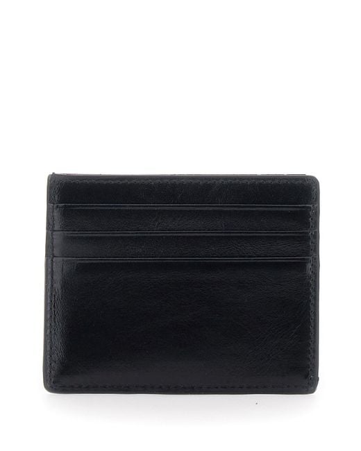 Versace Black Card Holder With Embossed Logo On The Front for men
