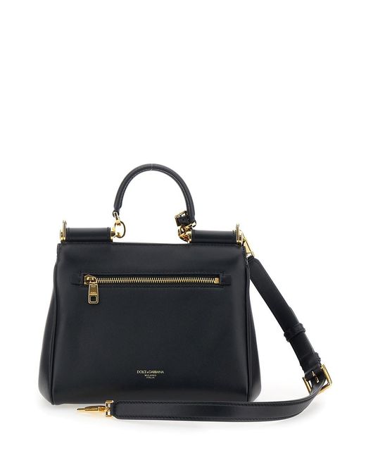 Dolce & Gabbana Black 'My Sicily Small' Handbag With Padlock Detail And Adjustable And Removable Shoulder Strap
