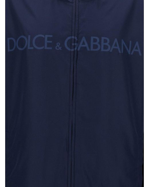 Dolce & Gabbana Blue Reversible Jacket In Polyester Man for men