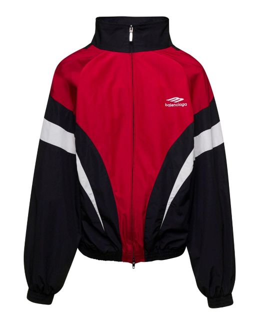 Balenciaga Red '3B Sports Icon' And Off Shoulder Tracksuit Jacke for men