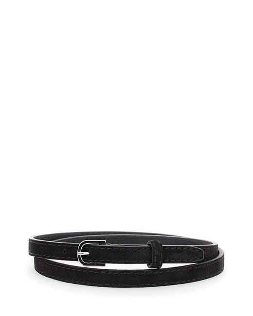 Totême Black Belt With Embossed Logo Detail And Adjustable Buckle